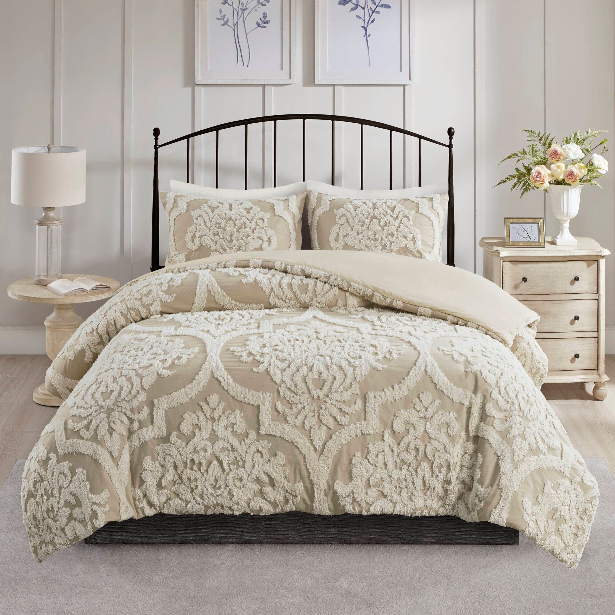 Parure de couette Madison Park Aeriela en coton chenille damassé touffeté