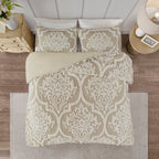 Parure de couette Madison Park Aeriela en coton chenille damassé touffeté