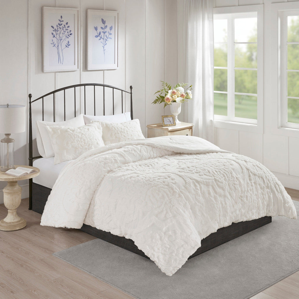 Parure de couette Madison Park Aeriela en coton chenille damassé touffeté