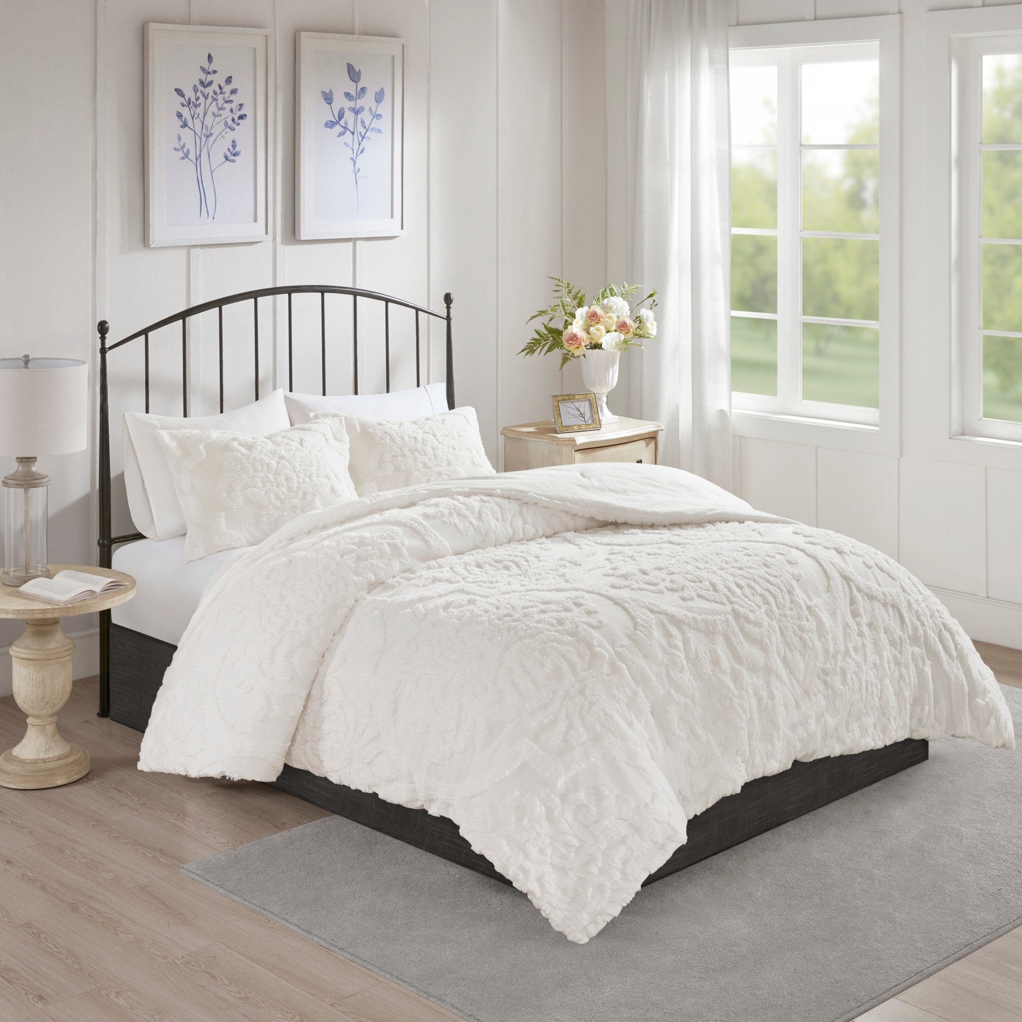 Parure de couette Madison Park Aeriela en coton chenille damassé touffeté