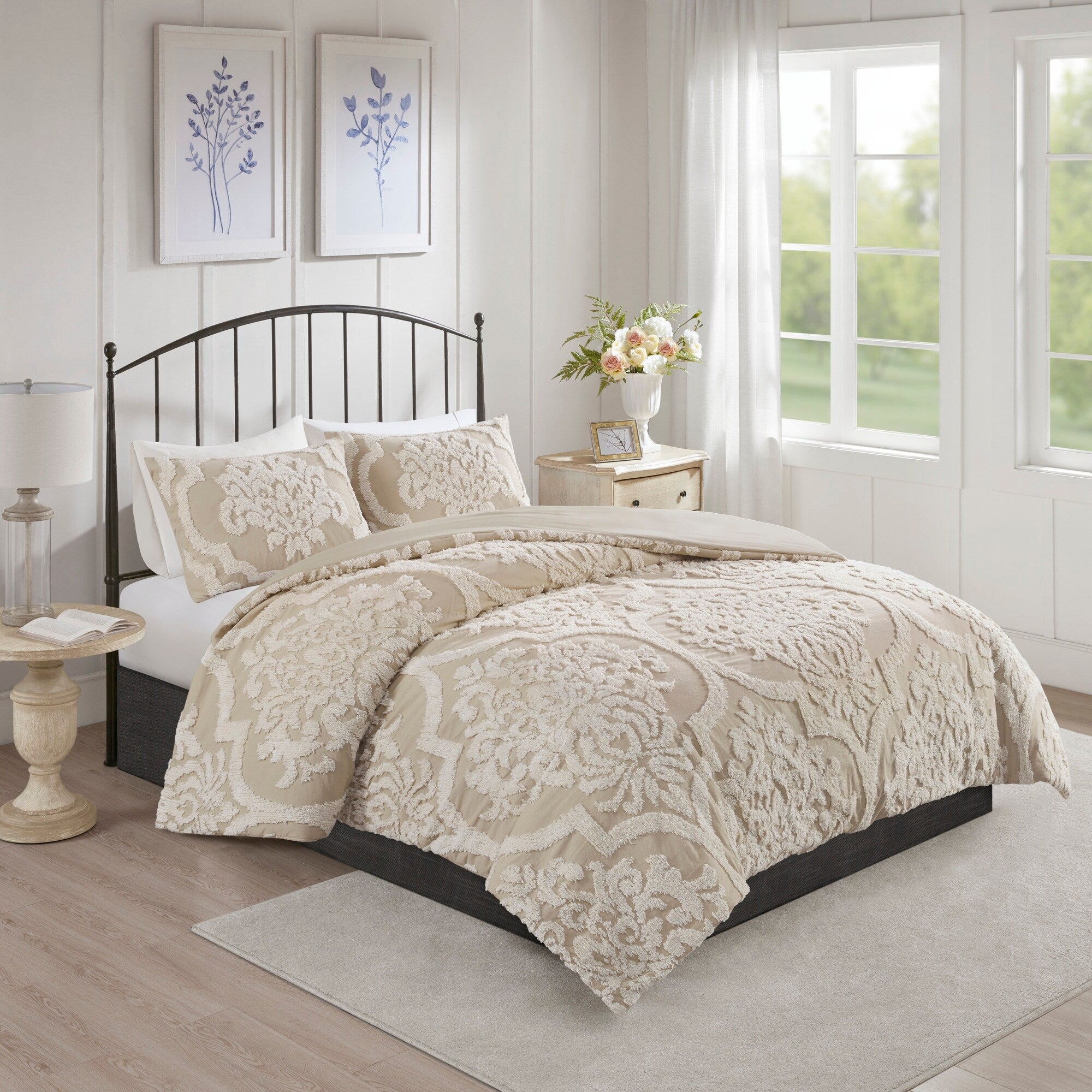 Parure de couette Madison Park Aeriela en coton chenille damassé touffeté
