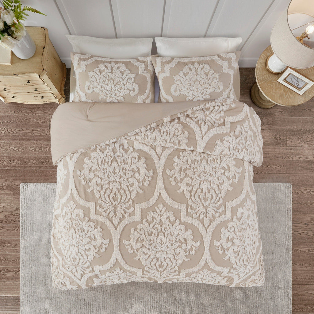 Parure de couette Madison Park Aeriela en coton chenille damassé touffeté
