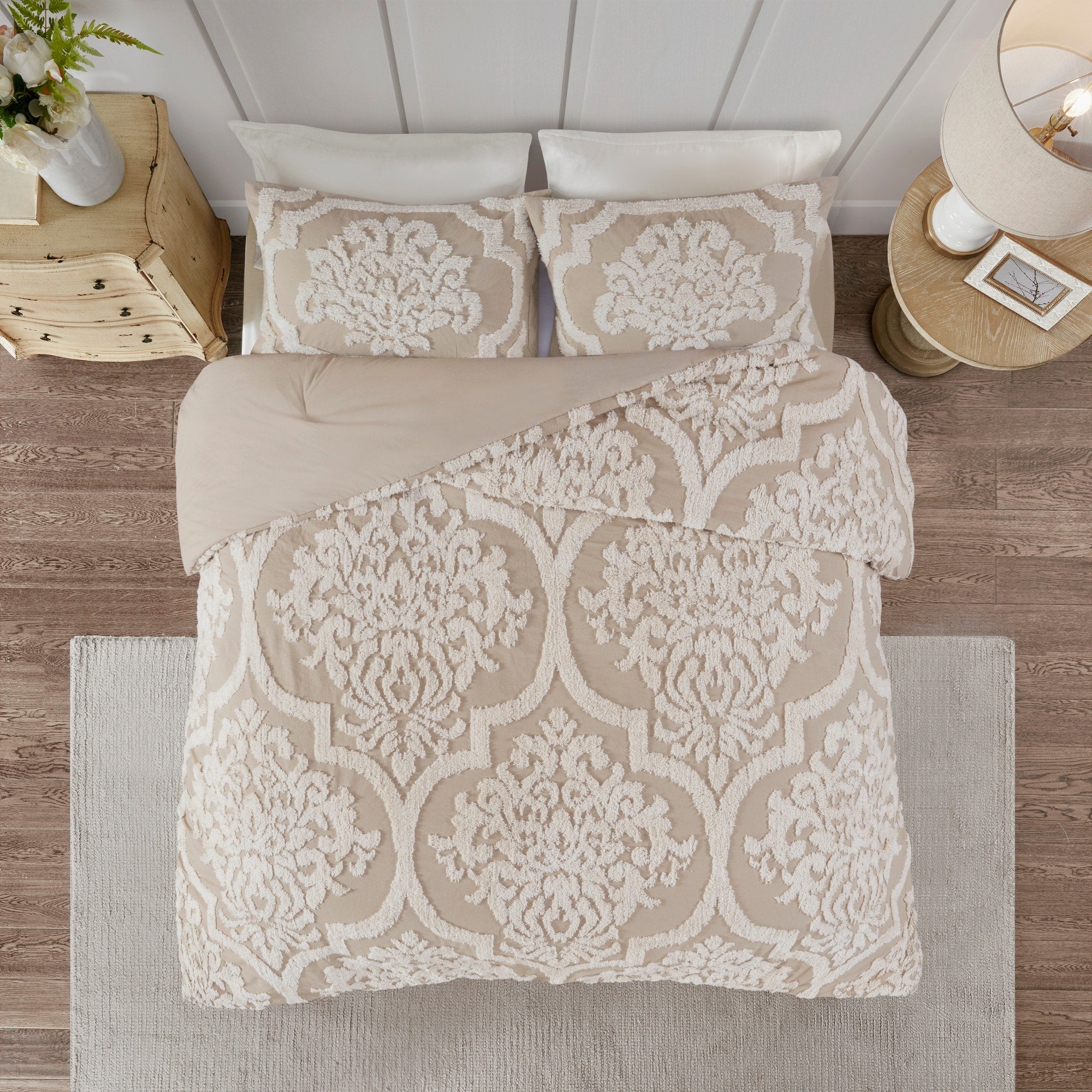 Parure de couette Madison Park Aeriela en coton chenille damassé touffeté