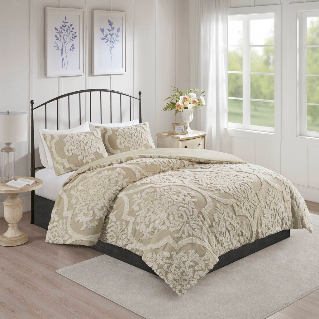 Parure de couette Madison Park Aeriela en coton chenille damassé touffeté