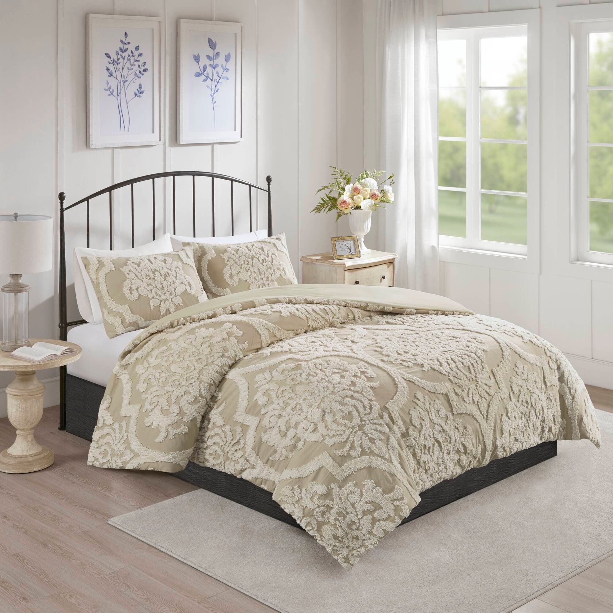 Parure de couette Madison Park Aeriela en coton chenille damassé touffeté