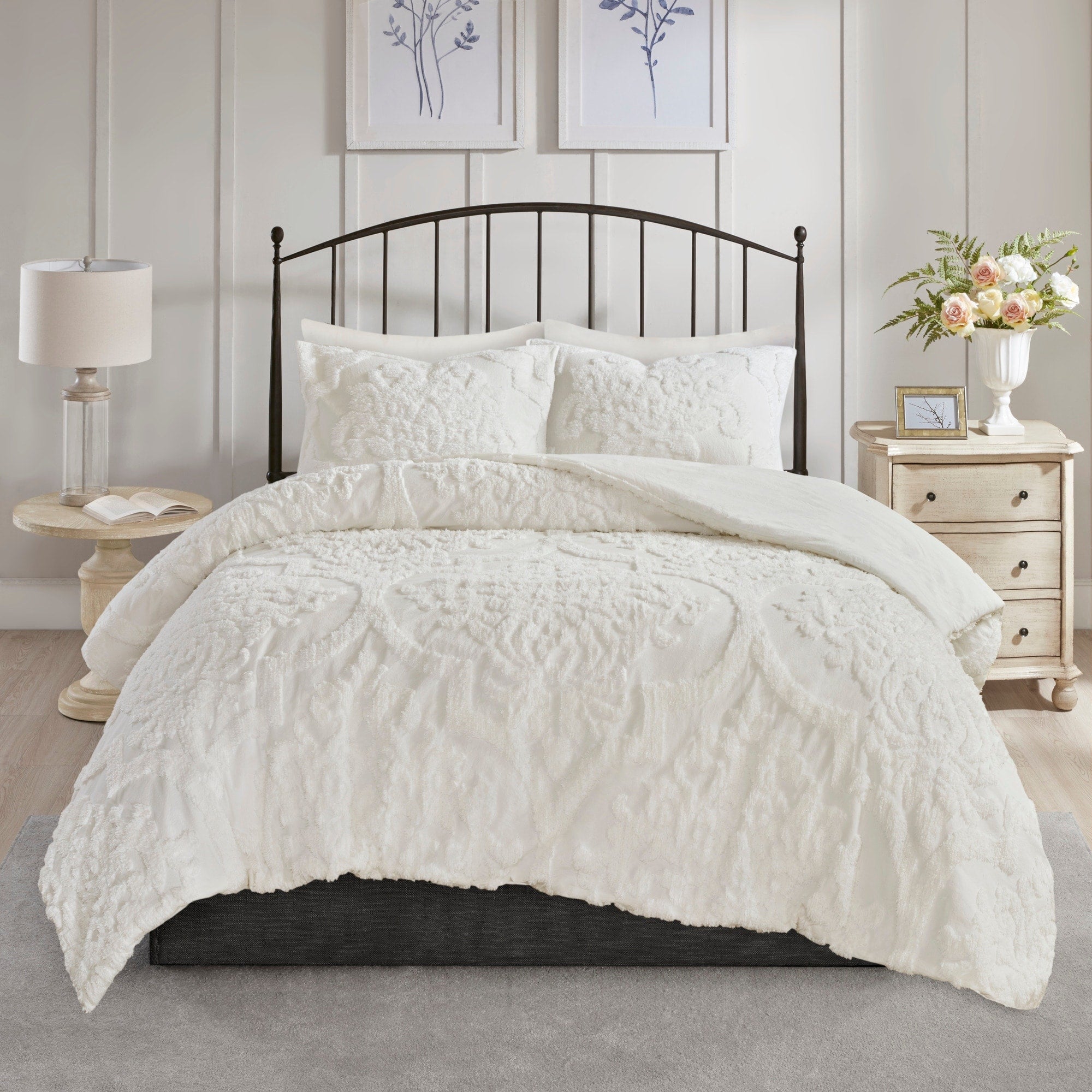 Parure de couette Madison Park Aeriela en coton chenille damassé touffeté