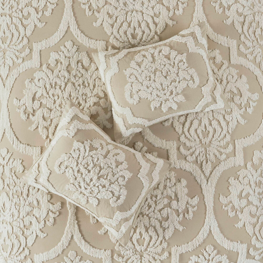 Parure de couette Madison Park Aeriela en coton chenille damassé touffeté