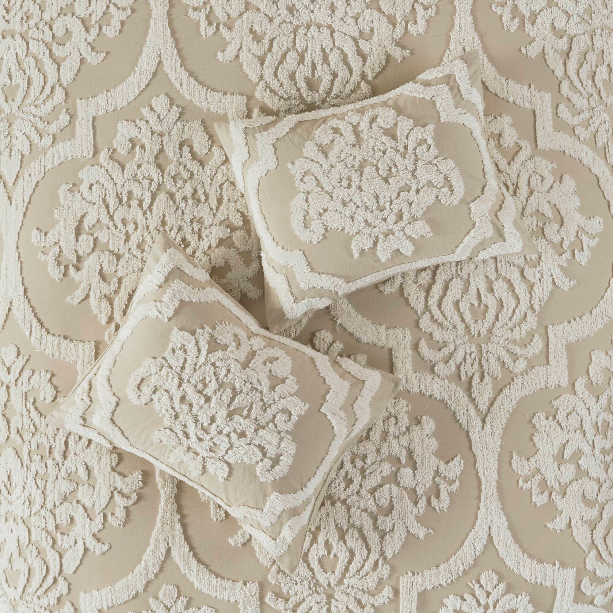 Parure de couette Madison Park Aeriela en coton chenille damassé touffeté