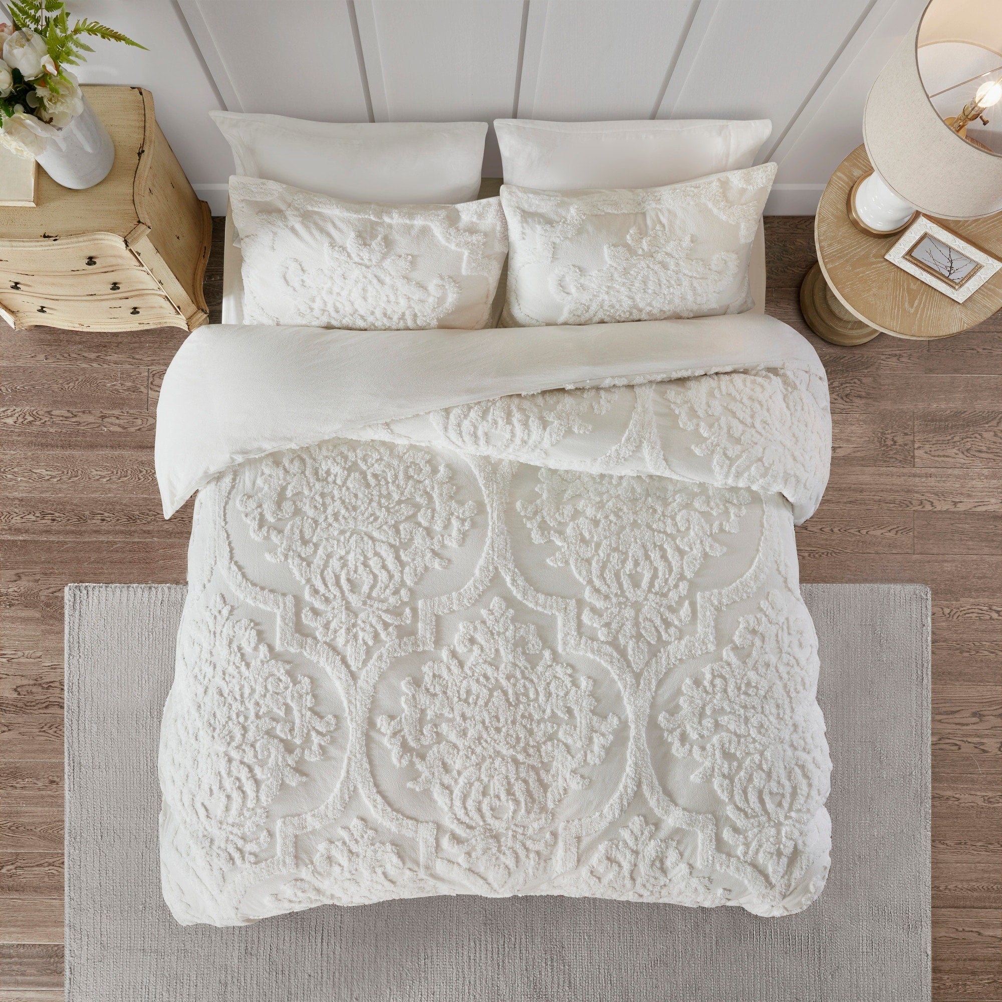 Parure de lit Madison Park Aeriela en coton chenille damassé touffeté