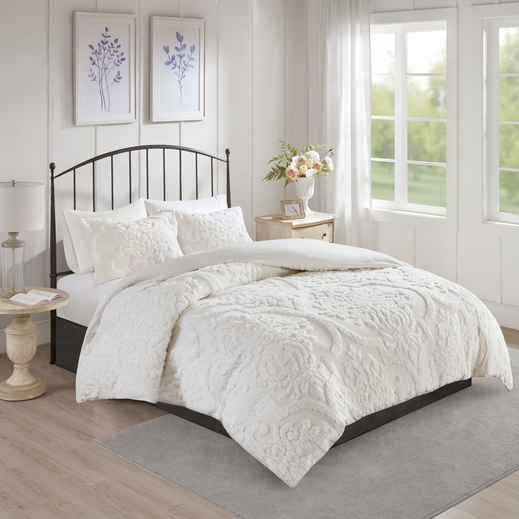 Parure de lit Madison Park Aeriela en coton chenille damassé touffeté