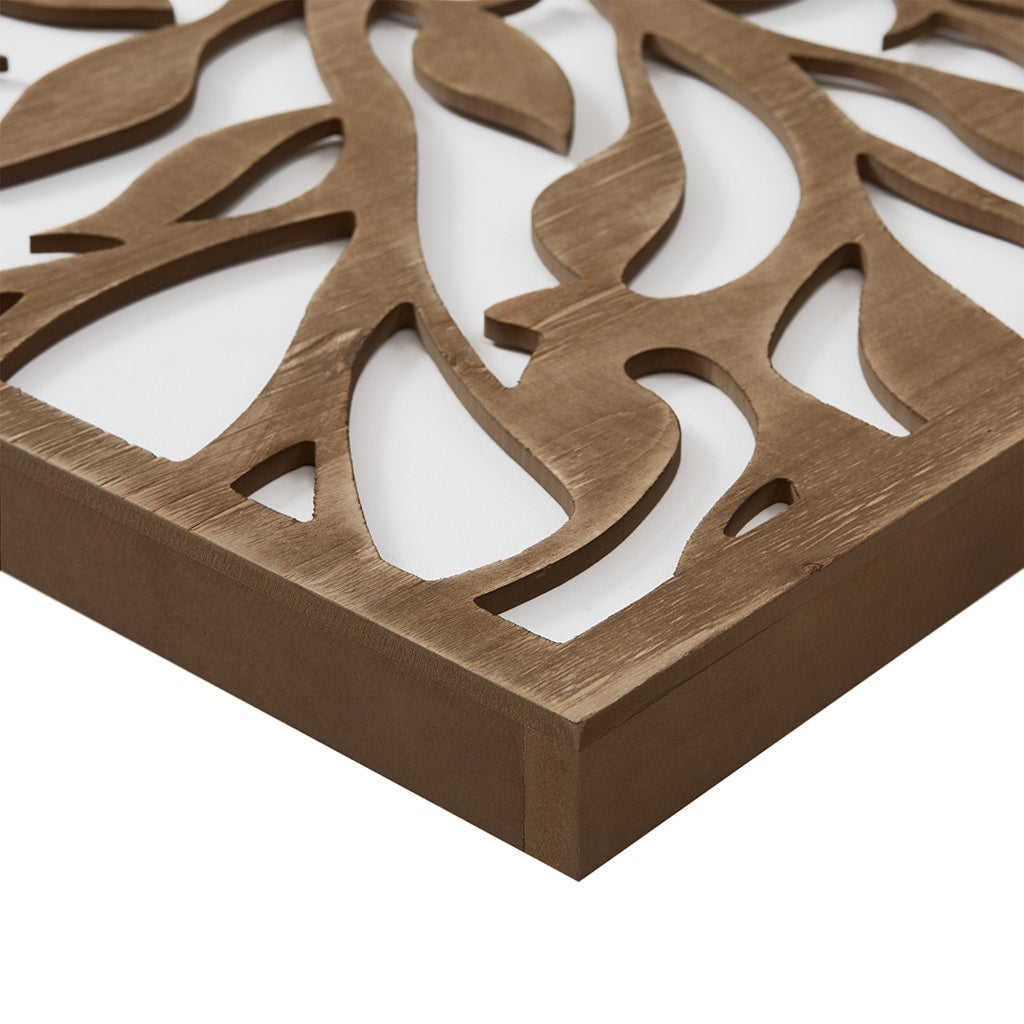 Ensemble de décoration murale en bois bicolore avec motifs botaniques de bouleau et palmiers de Madison Park