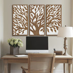 Ensemble de décoration murale en bois bicolore avec motifs botaniques de bouleau et palmiers de Madison Park