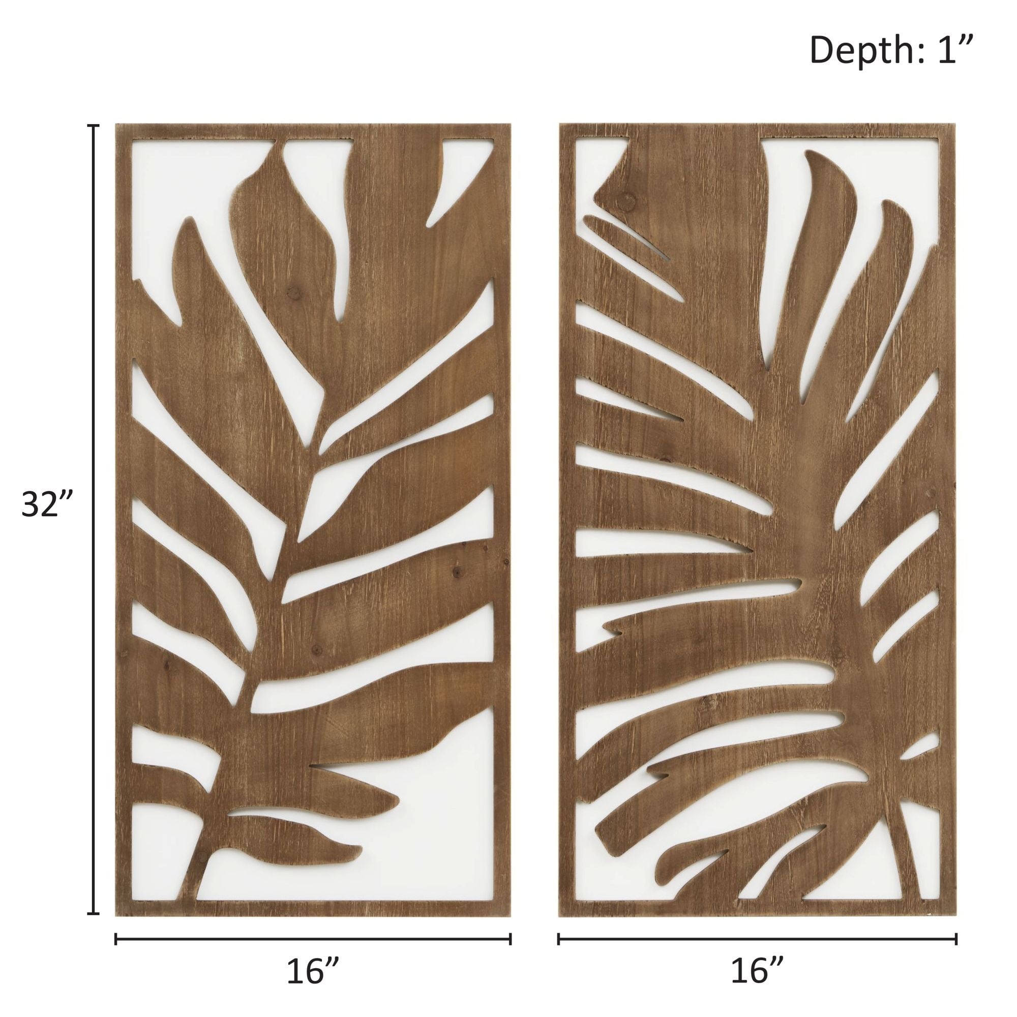 Ensemble de décoration murale en bois bicolore avec motifs botaniques de bouleau et palmiers de Madison Park