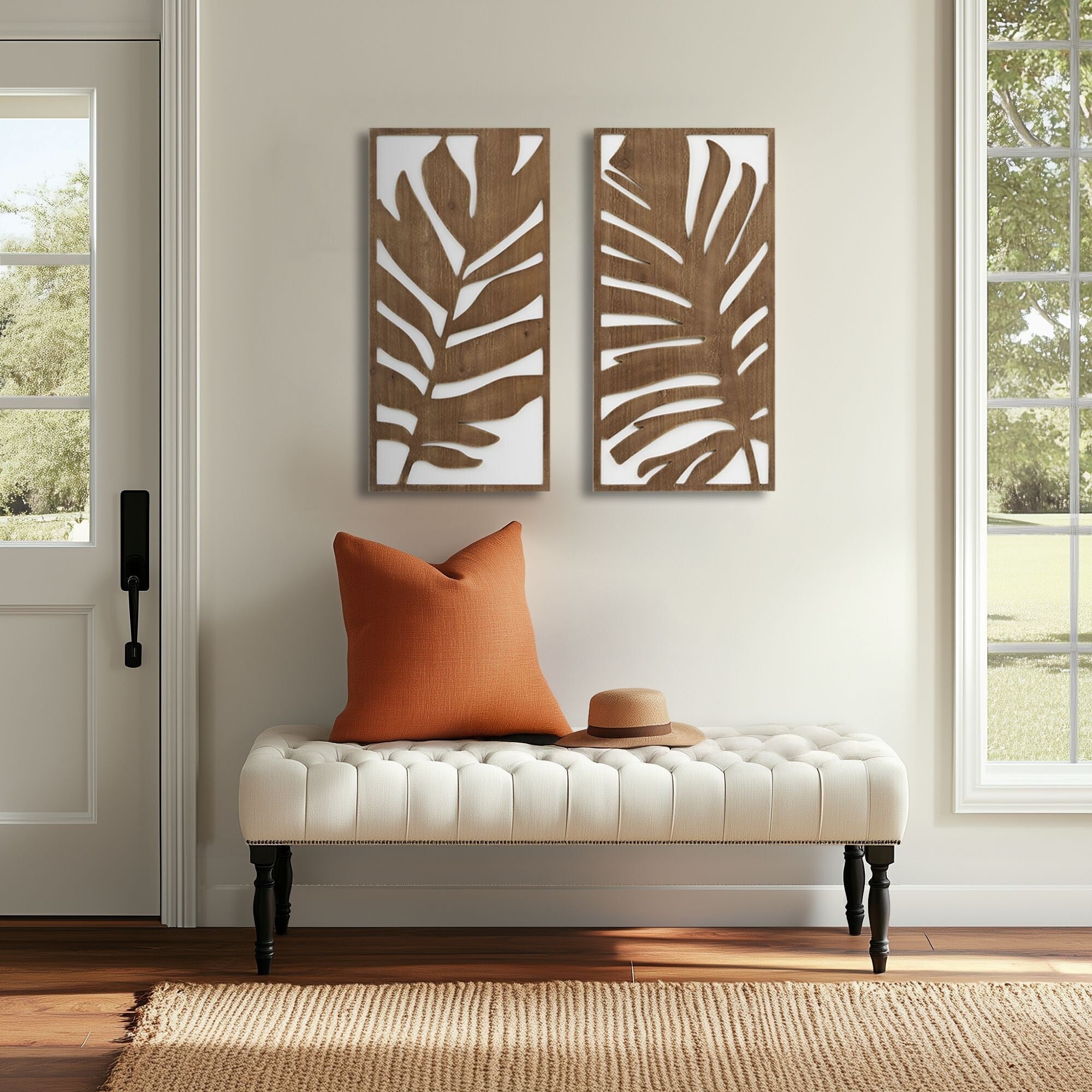 Ensemble de décoration murale en bois bicolore avec motifs botaniques de bouleau et palmiers de Madison Park