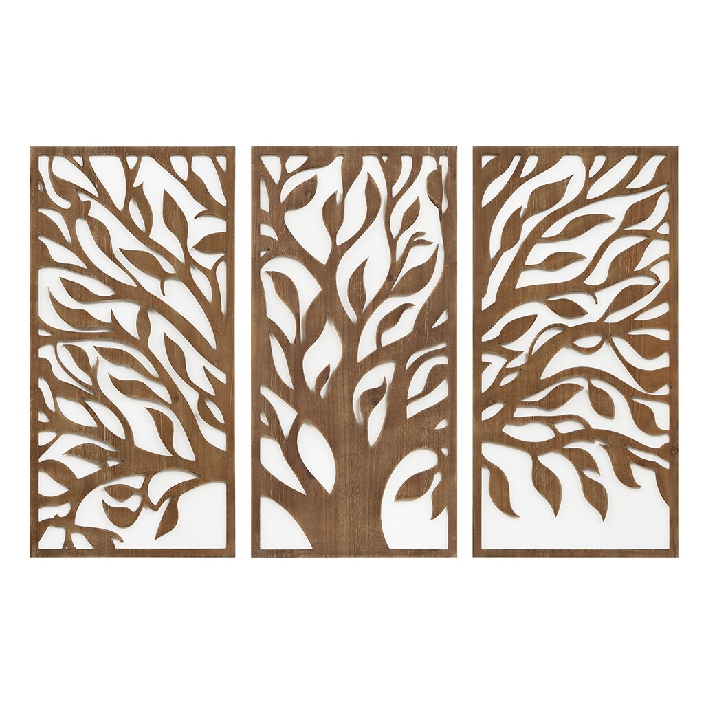 Ensemble de décoration murale en bois bicolore avec motifs botaniques de bouleau et palmiers de Madison Park