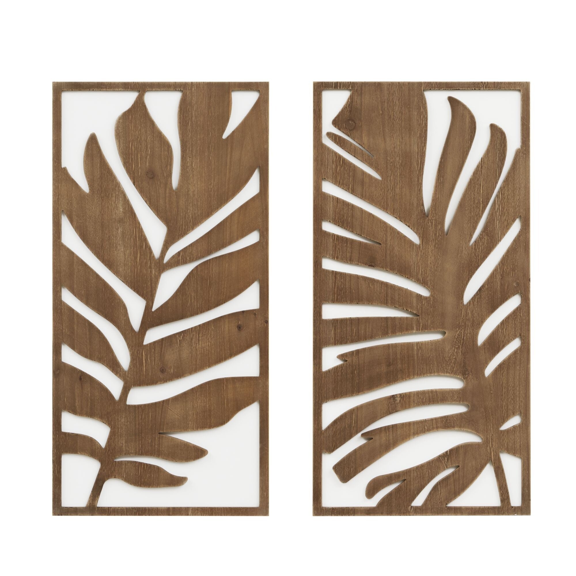 Ensemble de décoration murale en bois bicolore avec motifs botaniques de bouleau et palmiers de Madison Park