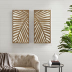 Ensemble de décoration murale en bois bicolore avec motifs botaniques de bouleau et palmiers de Madison Park