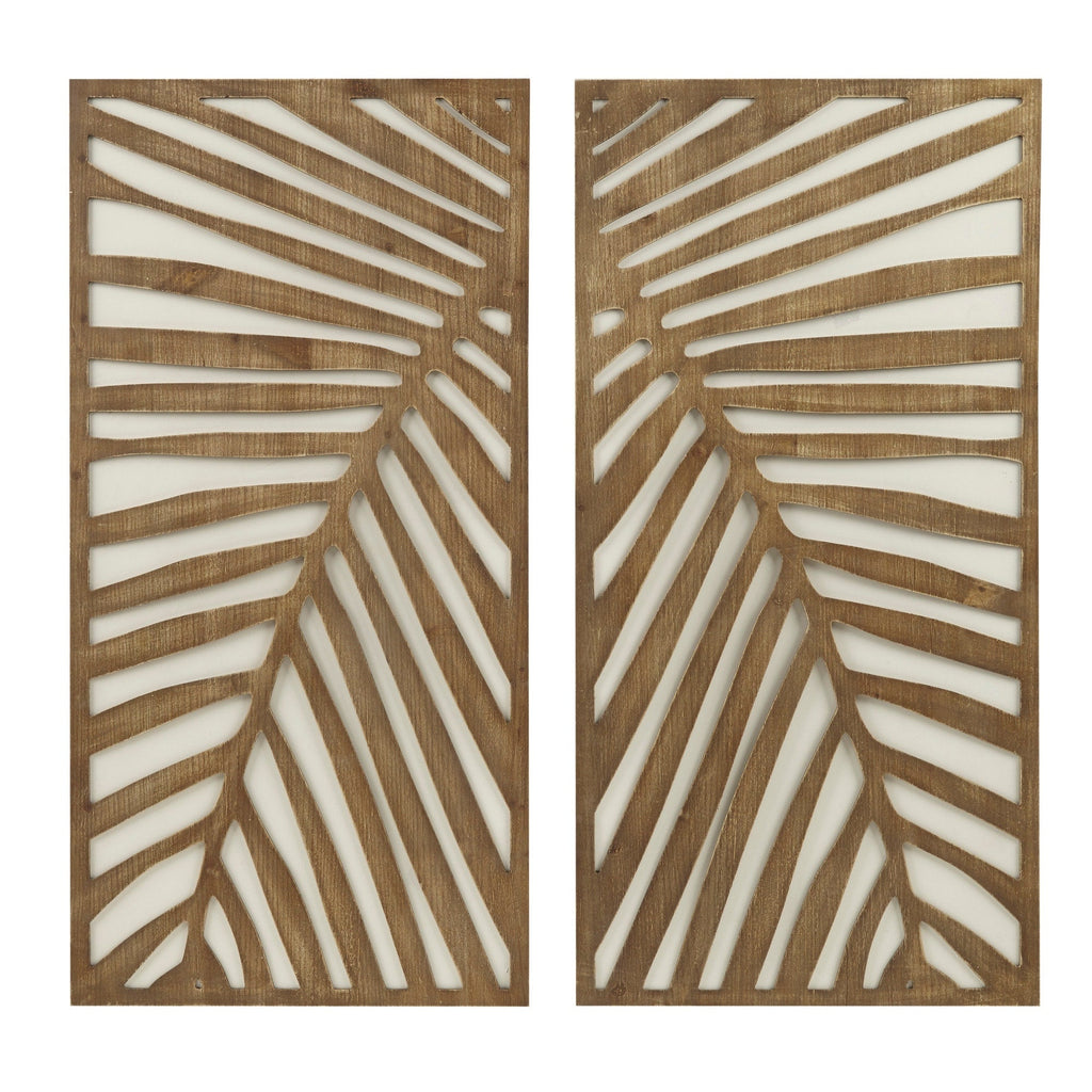 Ensemble de décoration murale en bois bicolore avec motifs botaniques de bouleau et palmiers de Madison Park