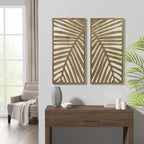 Ensemble de décoration murale en bois bicolore avec motifs botaniques de bouleau et palmiers de Madison Park