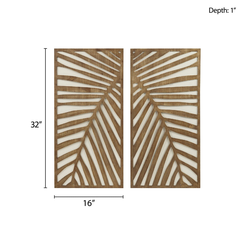 Ensemble de décoration murale en bois bicolore avec motifs botaniques de bouleau et palmiers de Madison Park