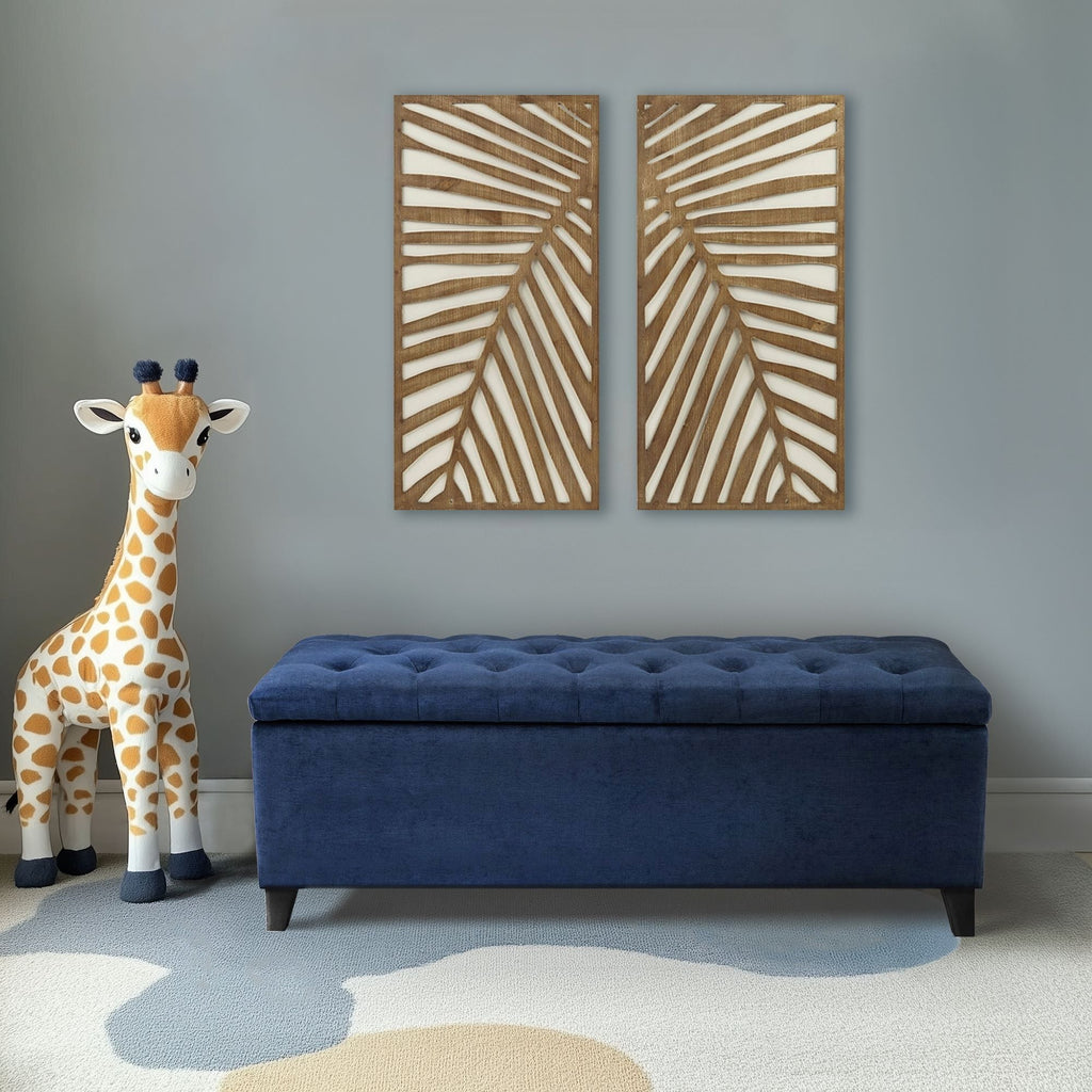 Ensemble de décoration murale en bois bicolore avec motifs botaniques de bouleau et palmiers de Madison Park