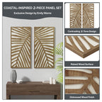 Ensemble de décoration murale en bois bicolore avec motifs botaniques de bouleau et palmiers de Madison Park
