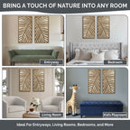 Ensemble de décoration murale en bois bicolore avec motifs botaniques de bouleau et palmiers de Madison Park