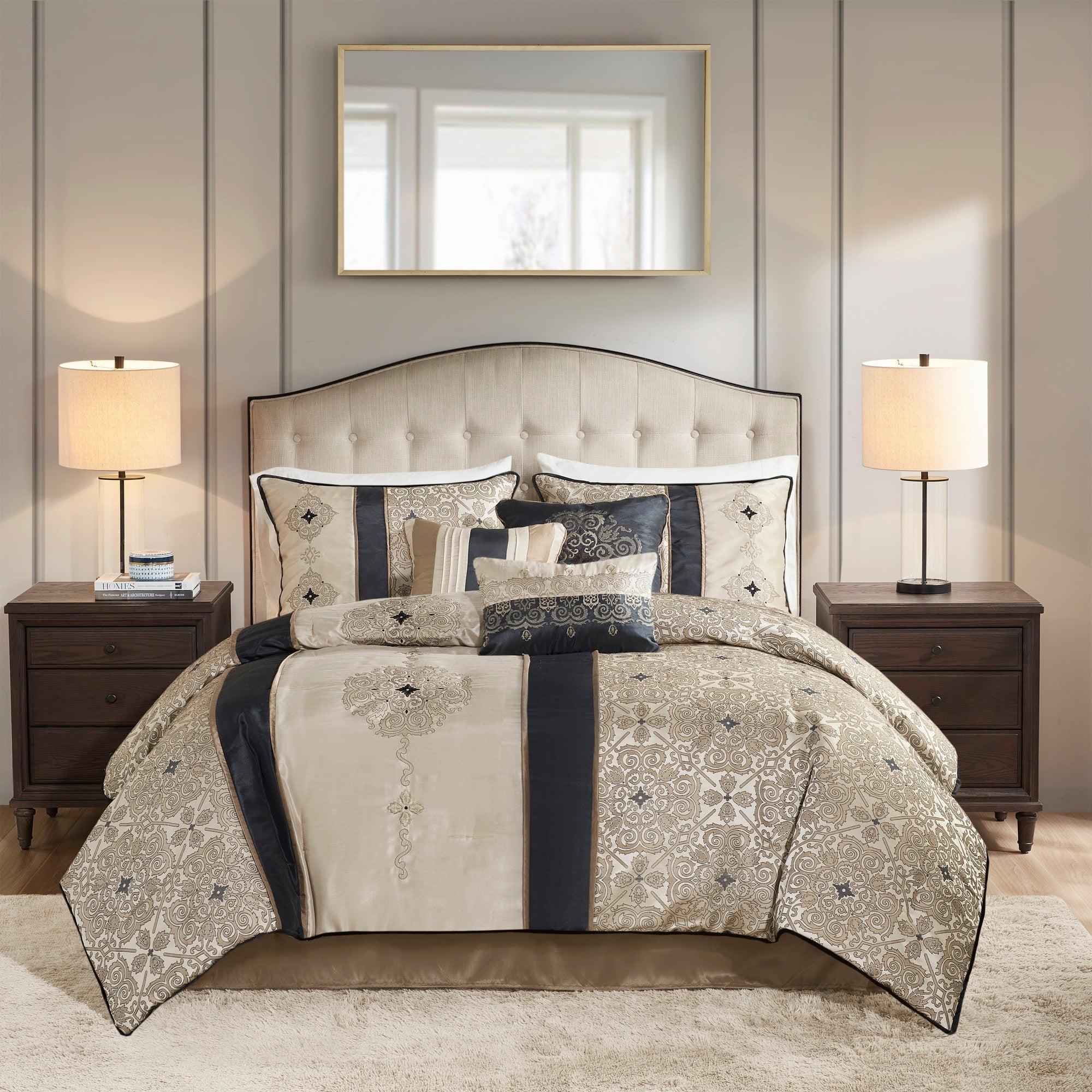 Parure de lit Madison Park Blaine 7 pièces en jacquard avec coussins décoratifs