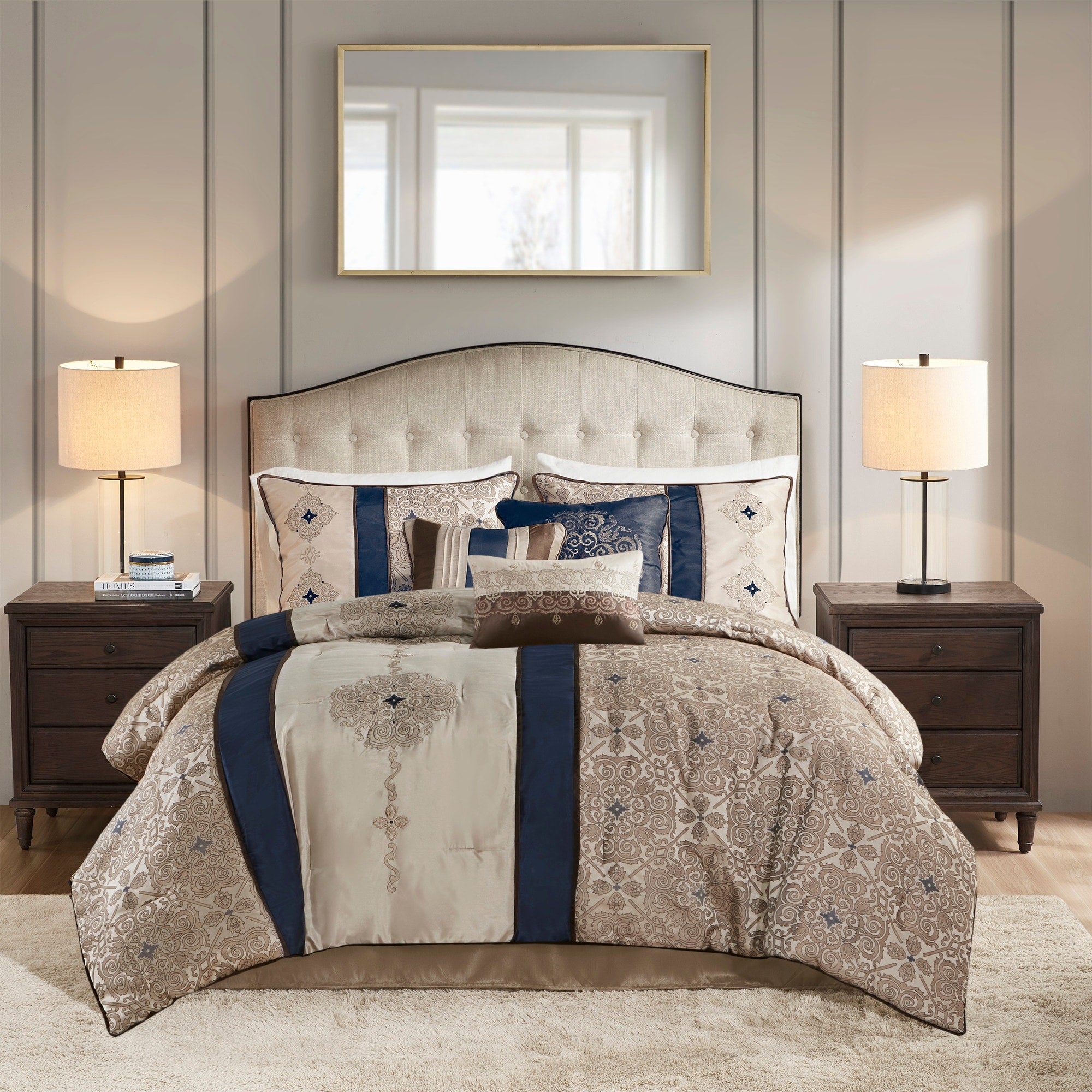 Parure de lit Madison Park Blaine 7 pièces en jacquard avec coussins décoratifs