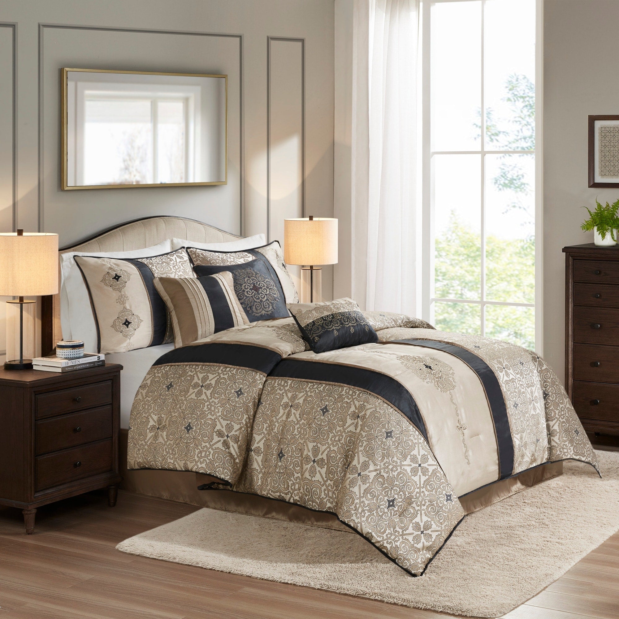 Parure de lit Madison Park Blaine 7 pièces en jacquard avec coussins décoratifs