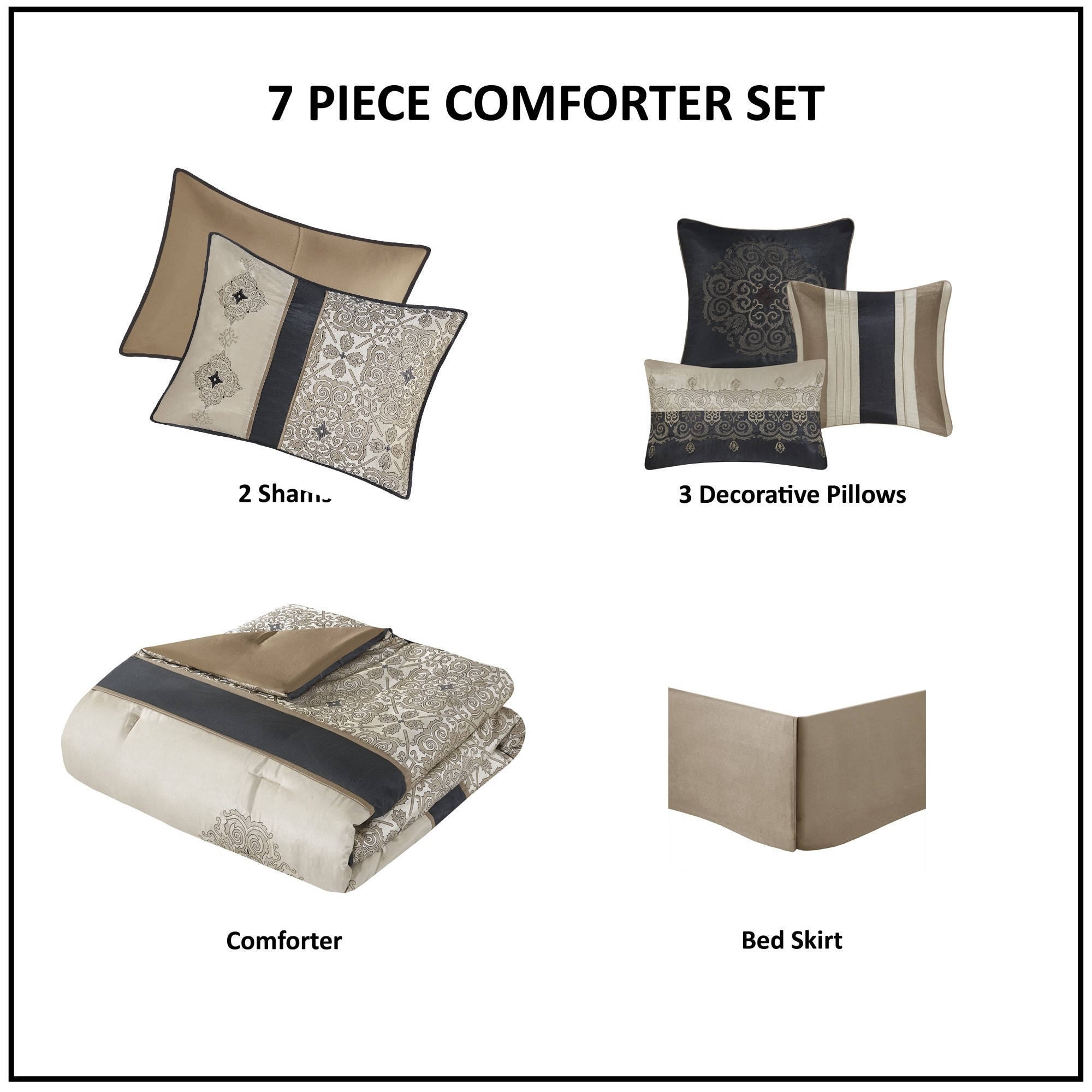 Parure de lit Madison Park Blaine 7 pièces en jacquard avec coussins décoratifs