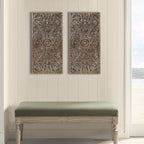 Décoration murale en bois sculpté vieilli Madison Park Botanical (lot de 2)