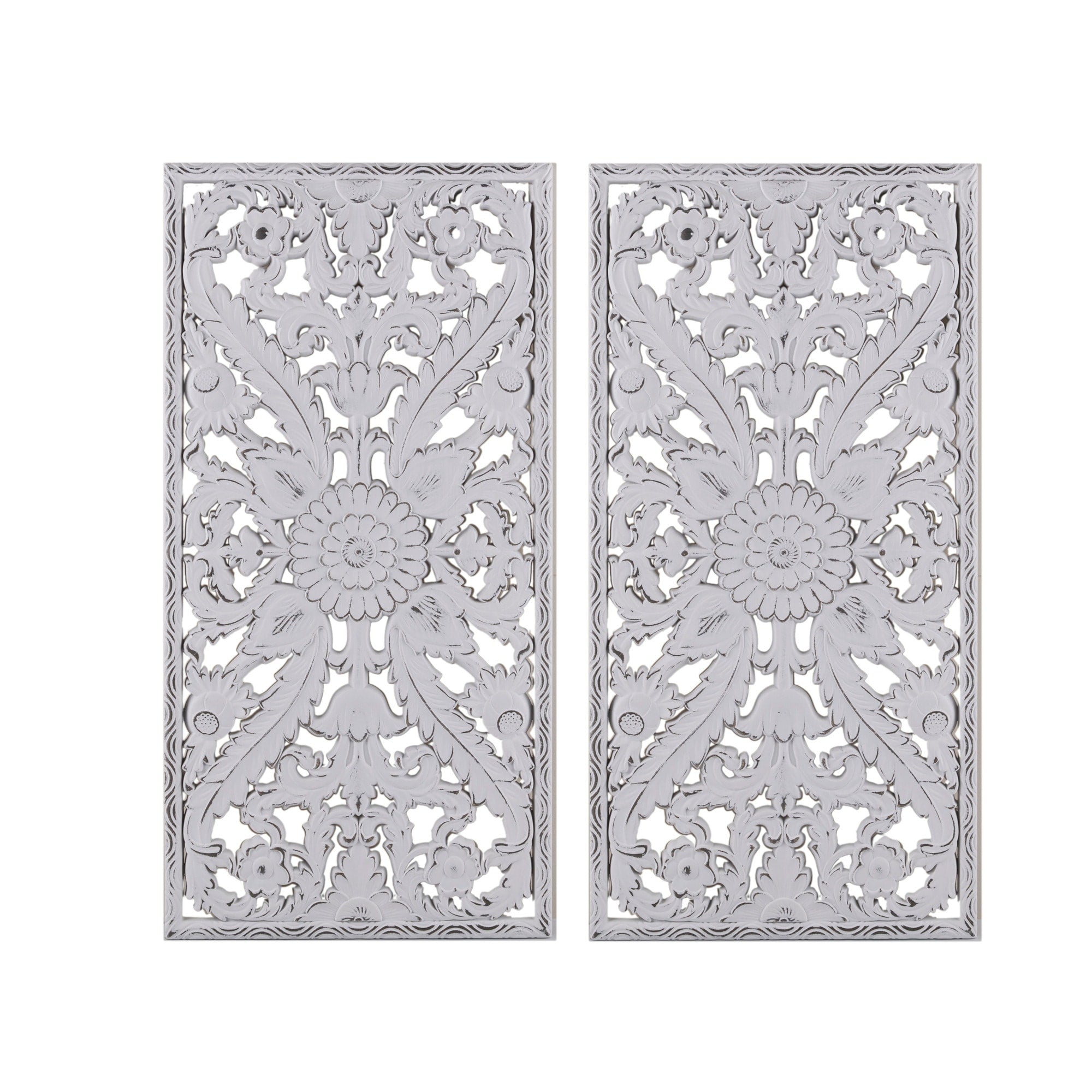 Décoration murale en bois sculpté vieilli Madison Park Botanical (lot de 2)