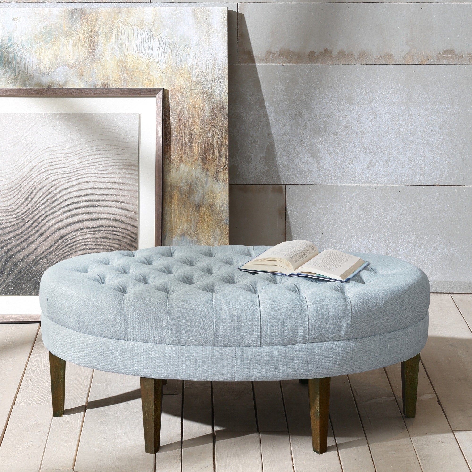 Pouf rembourré en bois massif avec planche de surf touffetée Madision Park Chase