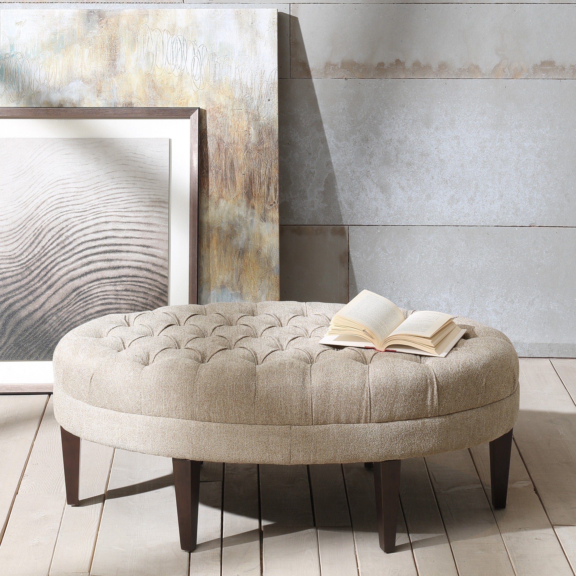 Pouf rembourré en bois massif avec planche de surf touffetée Madision Park Chase