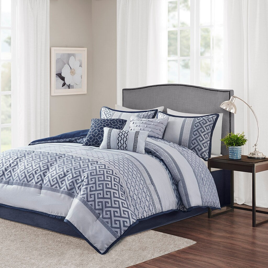 Ensemble de couette jacquard géométrique Madison Park Christian 7 pièces