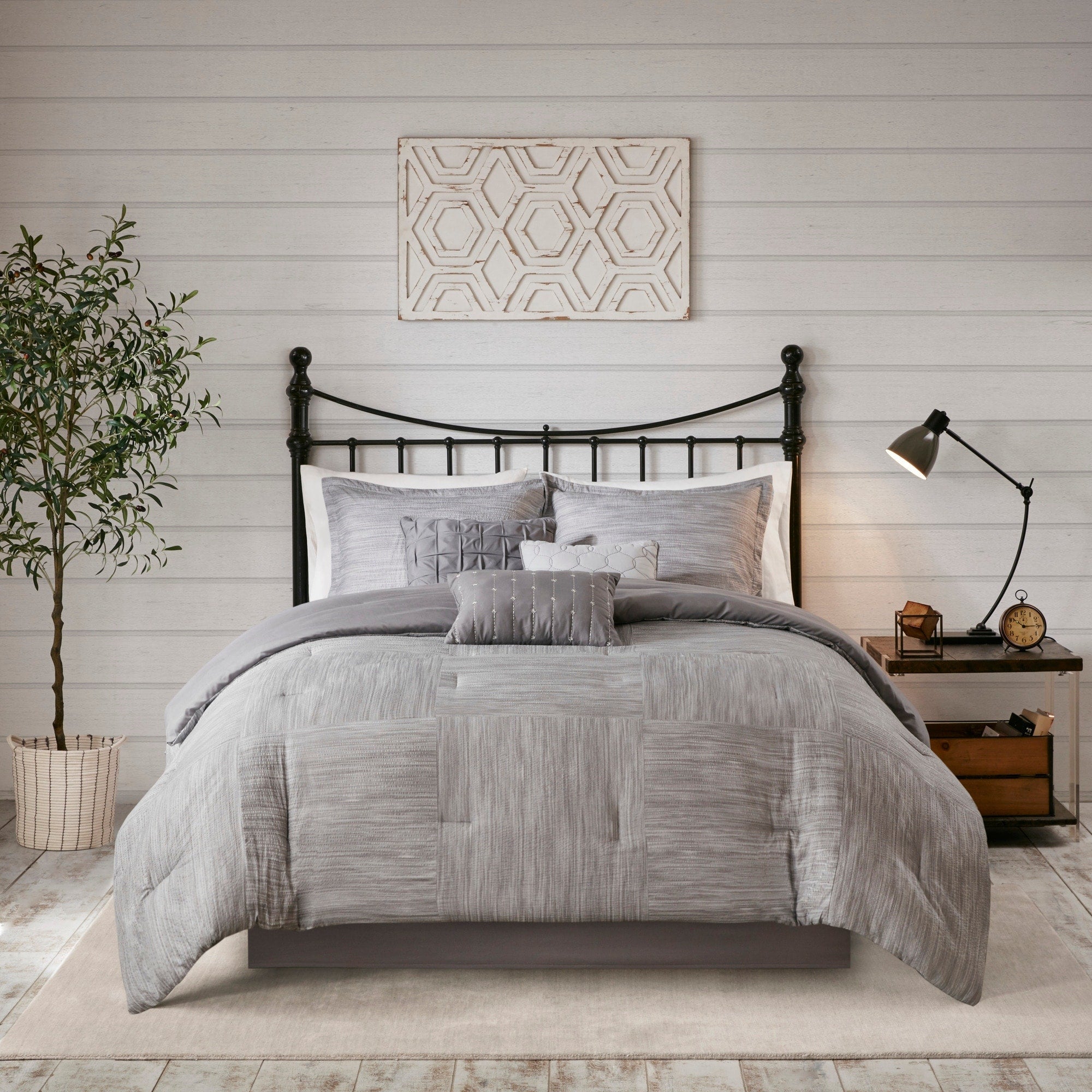 Parure de lit 7 pièces en seersucker imprimé Madison Park Clayton