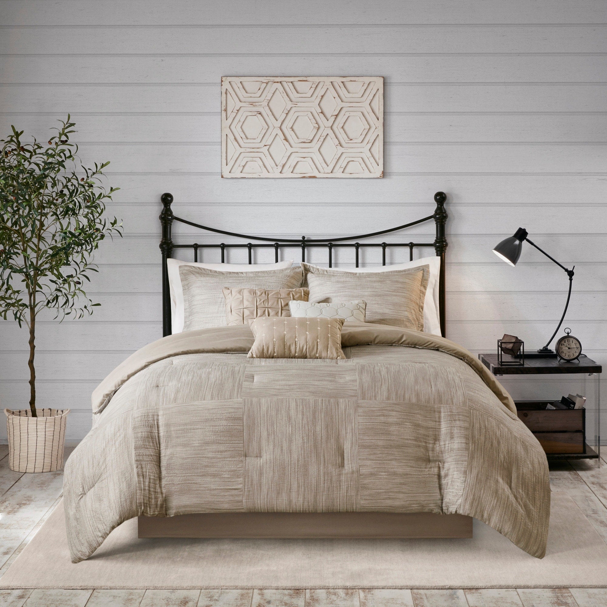 Parure de lit 7 pièces en seersucker imprimé Madison Park Clayton