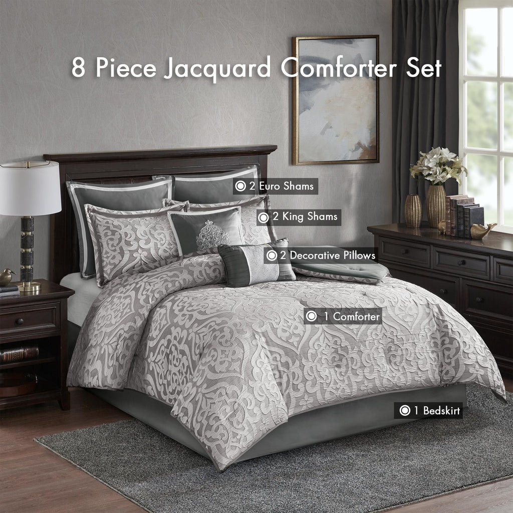 Ensemble de couette jacquard Madison Park Dillon 8 pièces