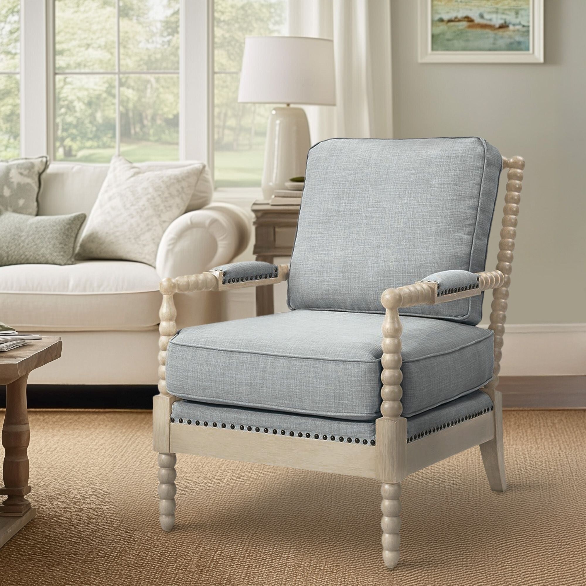 Madison Park Donohue Turned Wood Frame Armchair