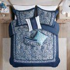 Parure de lit Madison Park Elaine bleu marine 7 pièces en jacquard
