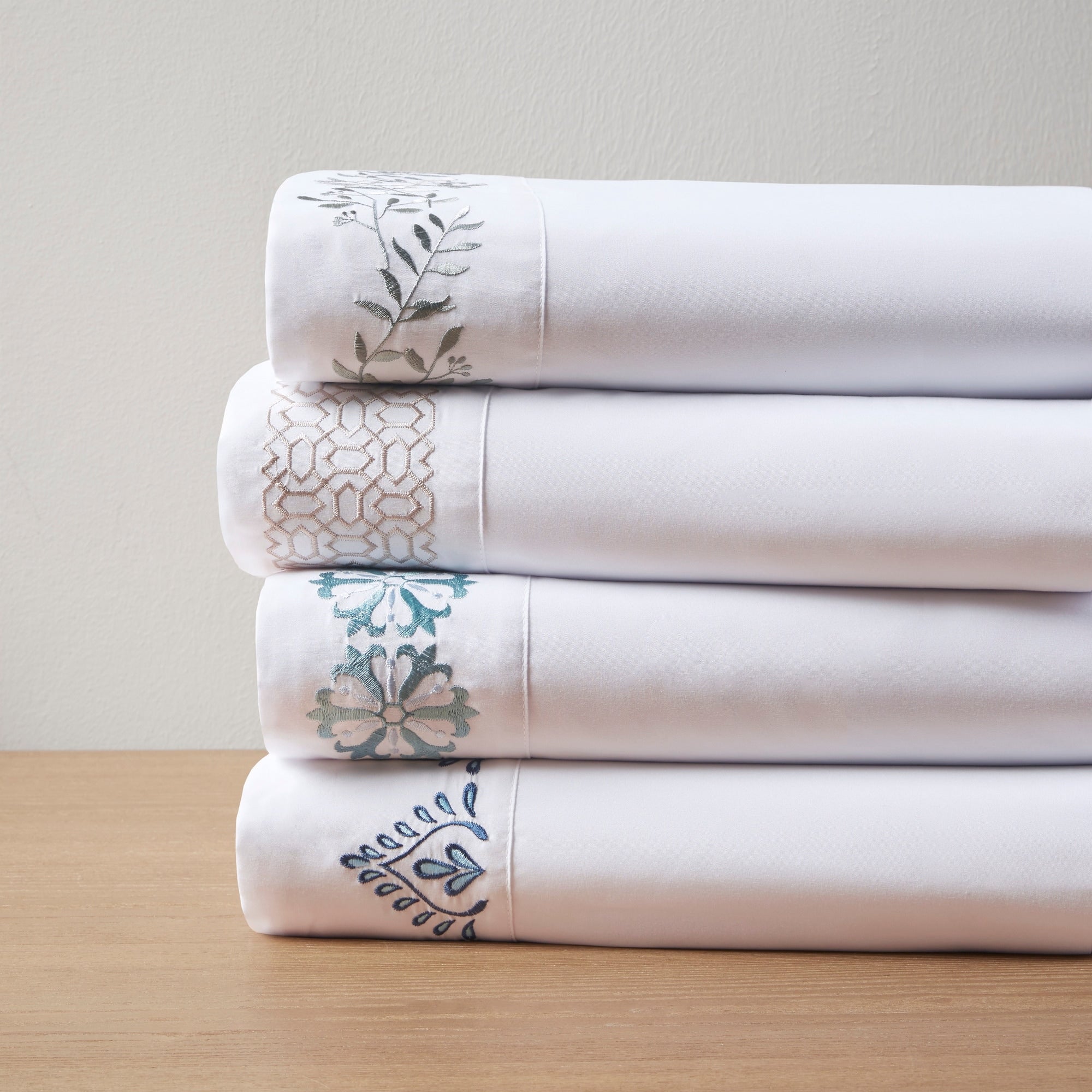 Ensemble de draps 4 pièces en microfibre brodée Madison Park