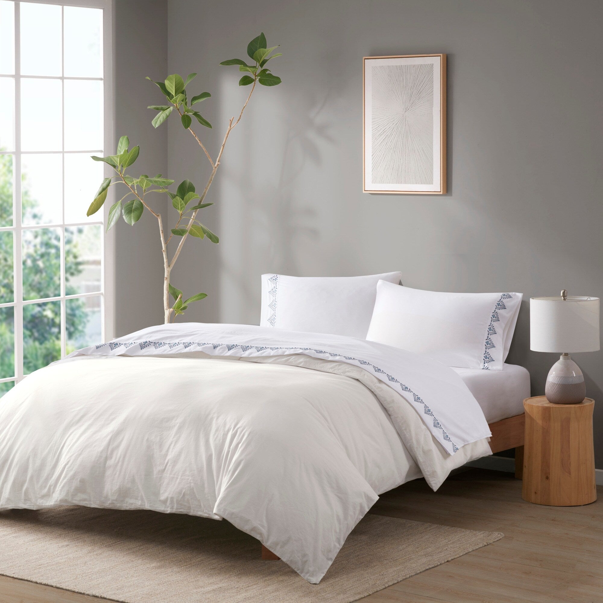 Ensemble de draps 4 pièces en microfibre brodée Madison Park