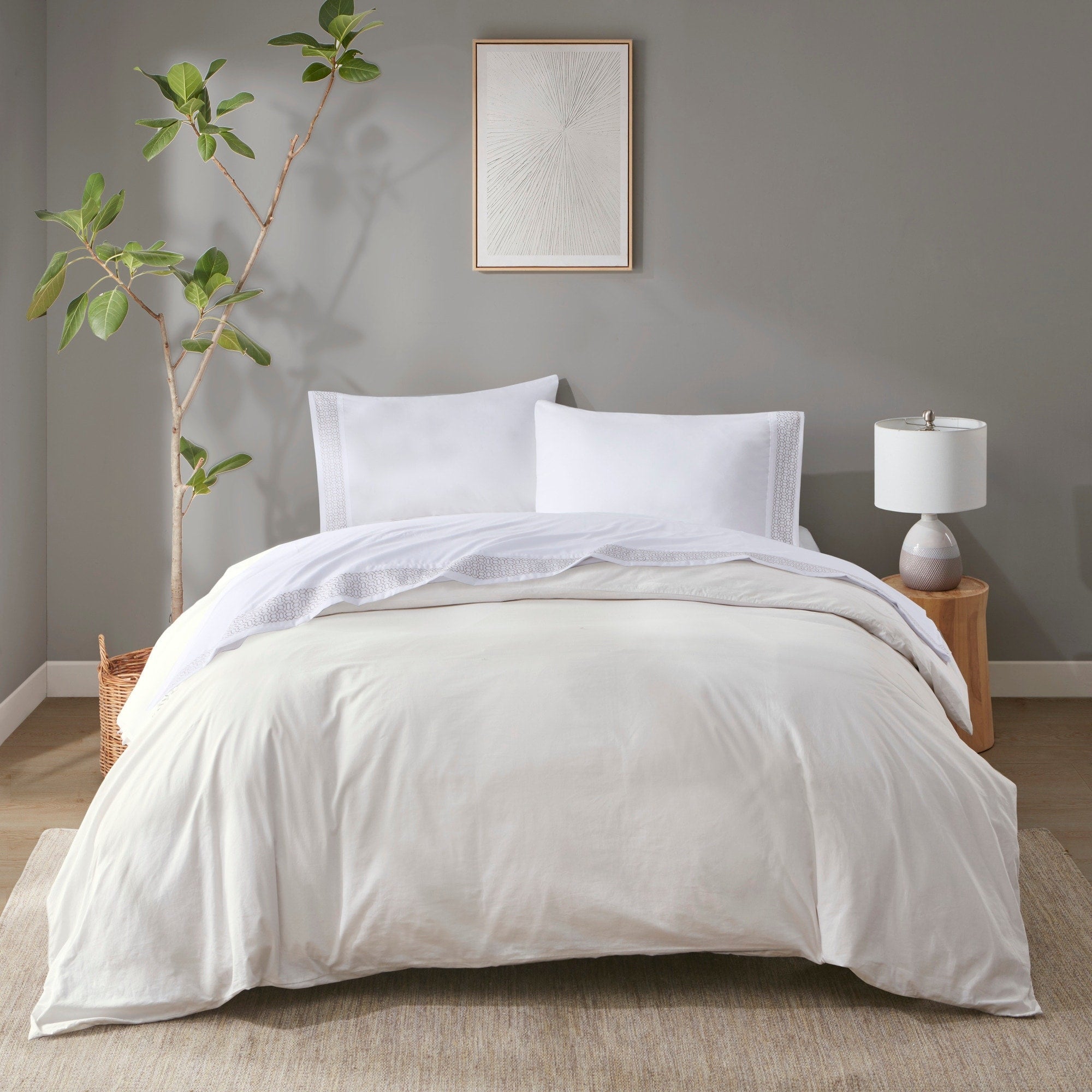 Ensemble de draps 4 pièces en microfibre brodée Madison Park