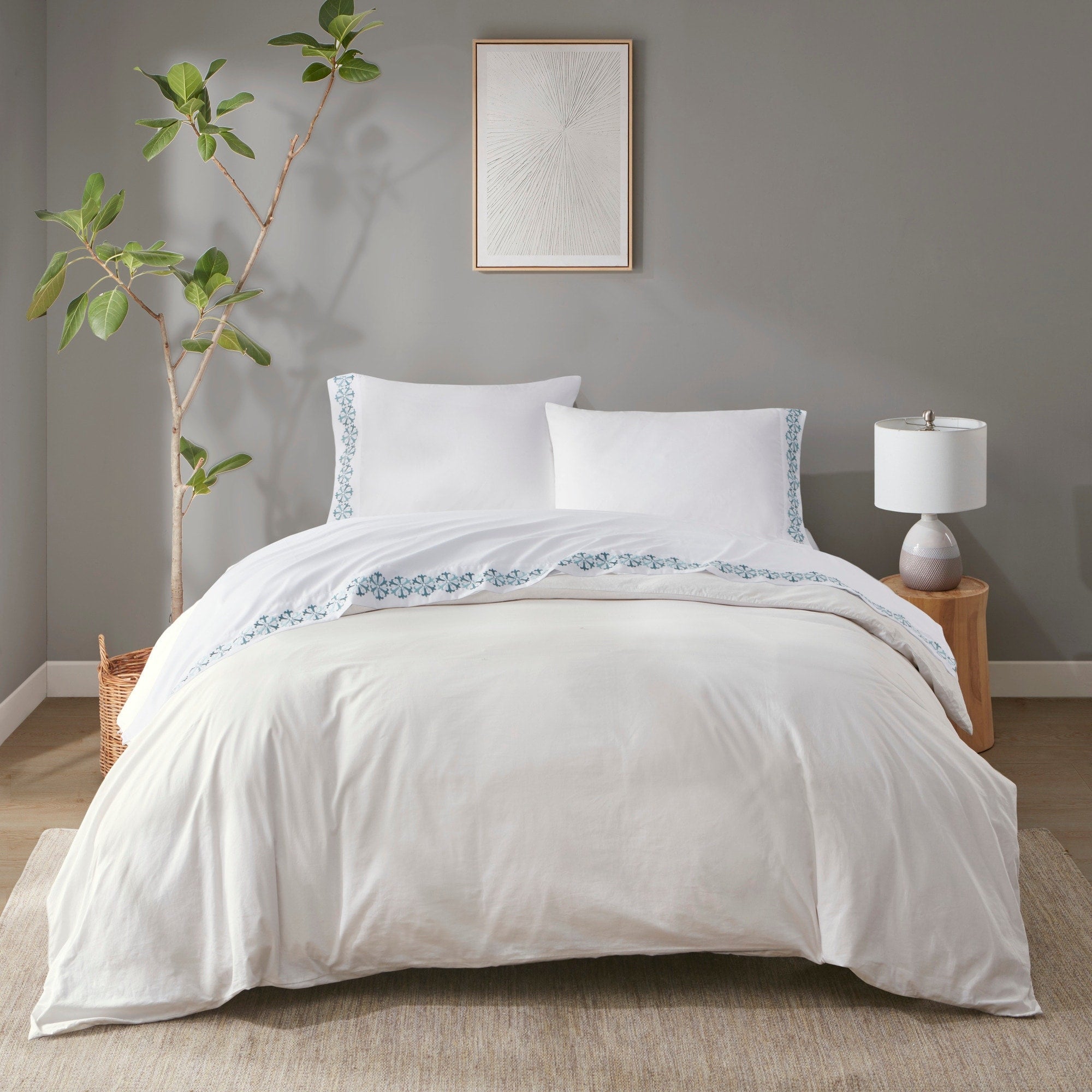 Ensemble de draps 4 pièces en microfibre brodée Madison Park