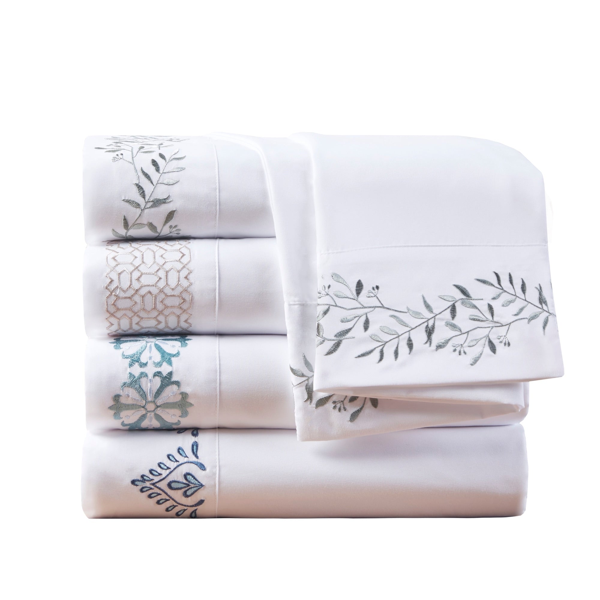 Ensemble de draps 4 pièces en microfibre brodée Madison Park