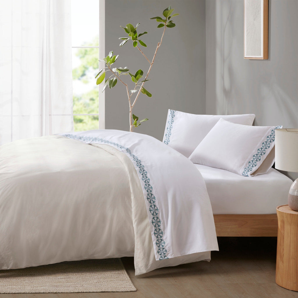 Ensemble de draps 4 pièces en microfibre brodée Madison Park