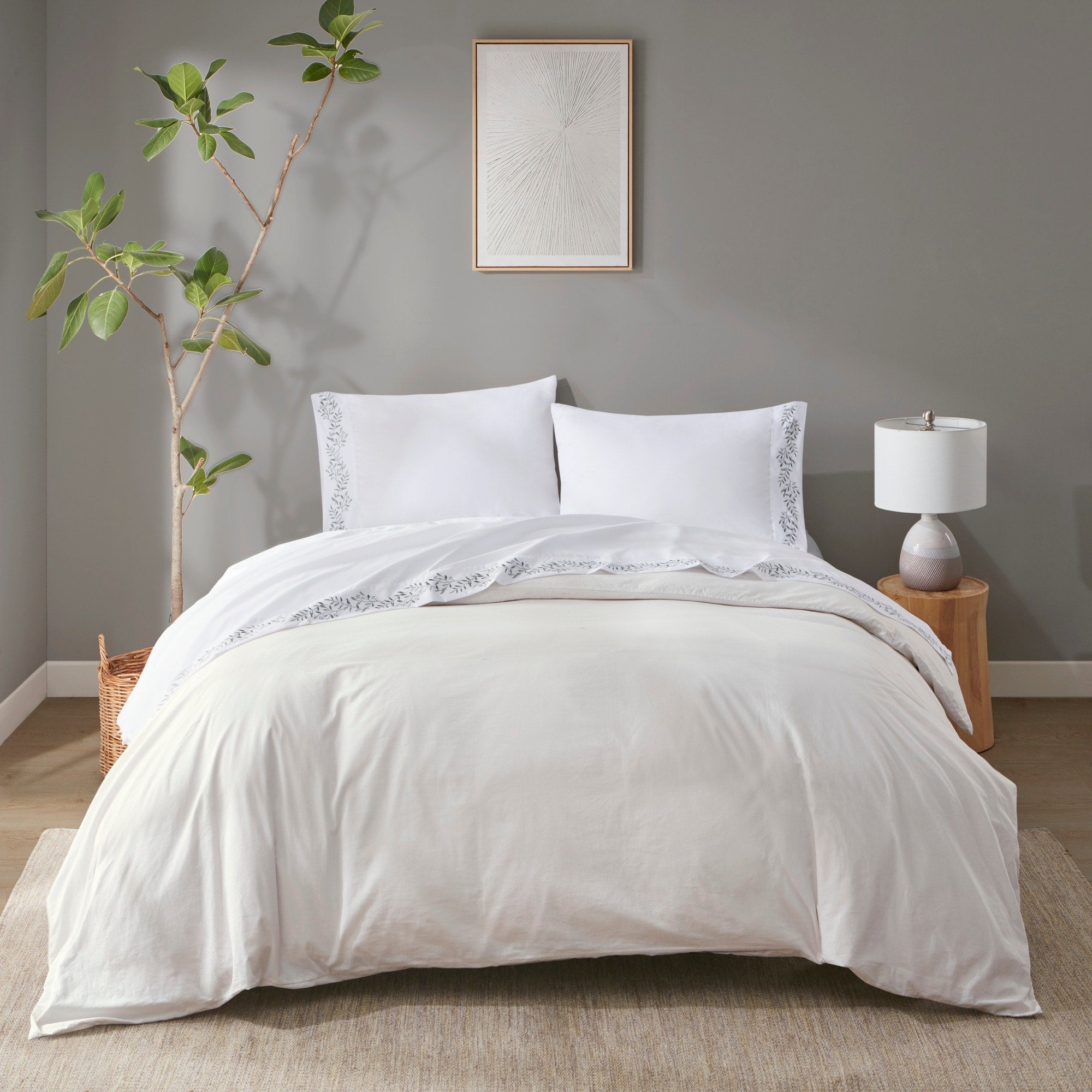 Ensemble de draps 4 pièces en microfibre brodée Madison Park