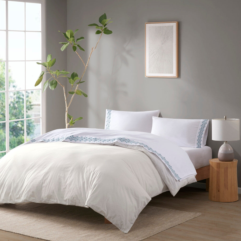 Ensemble de draps 4 pièces en microfibre brodée Madison Park