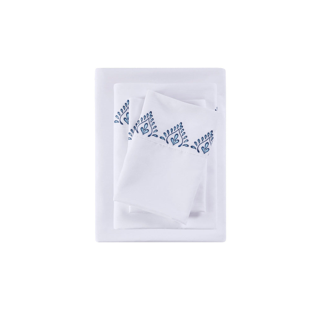 Ensemble de draps 4 pièces en microfibre brodée Madison Park